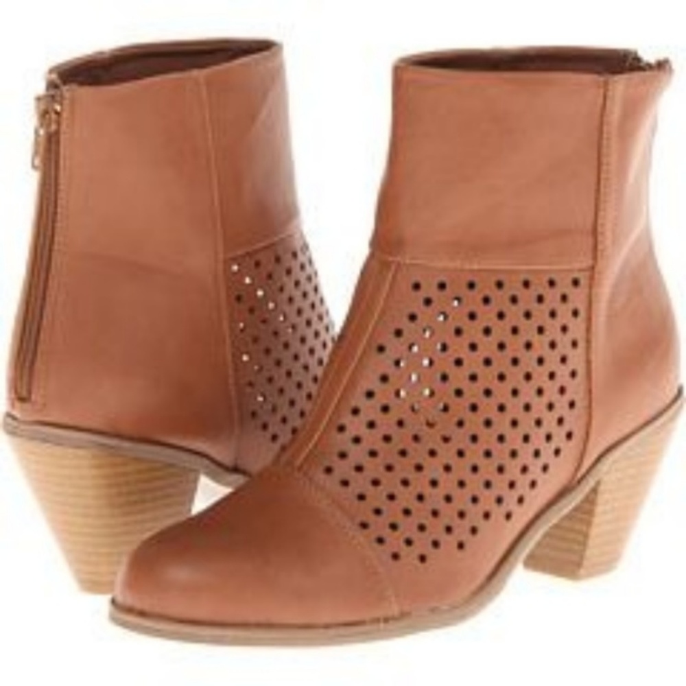 Madden Girl NITTE Perforated Cap Toe Brown Booties
